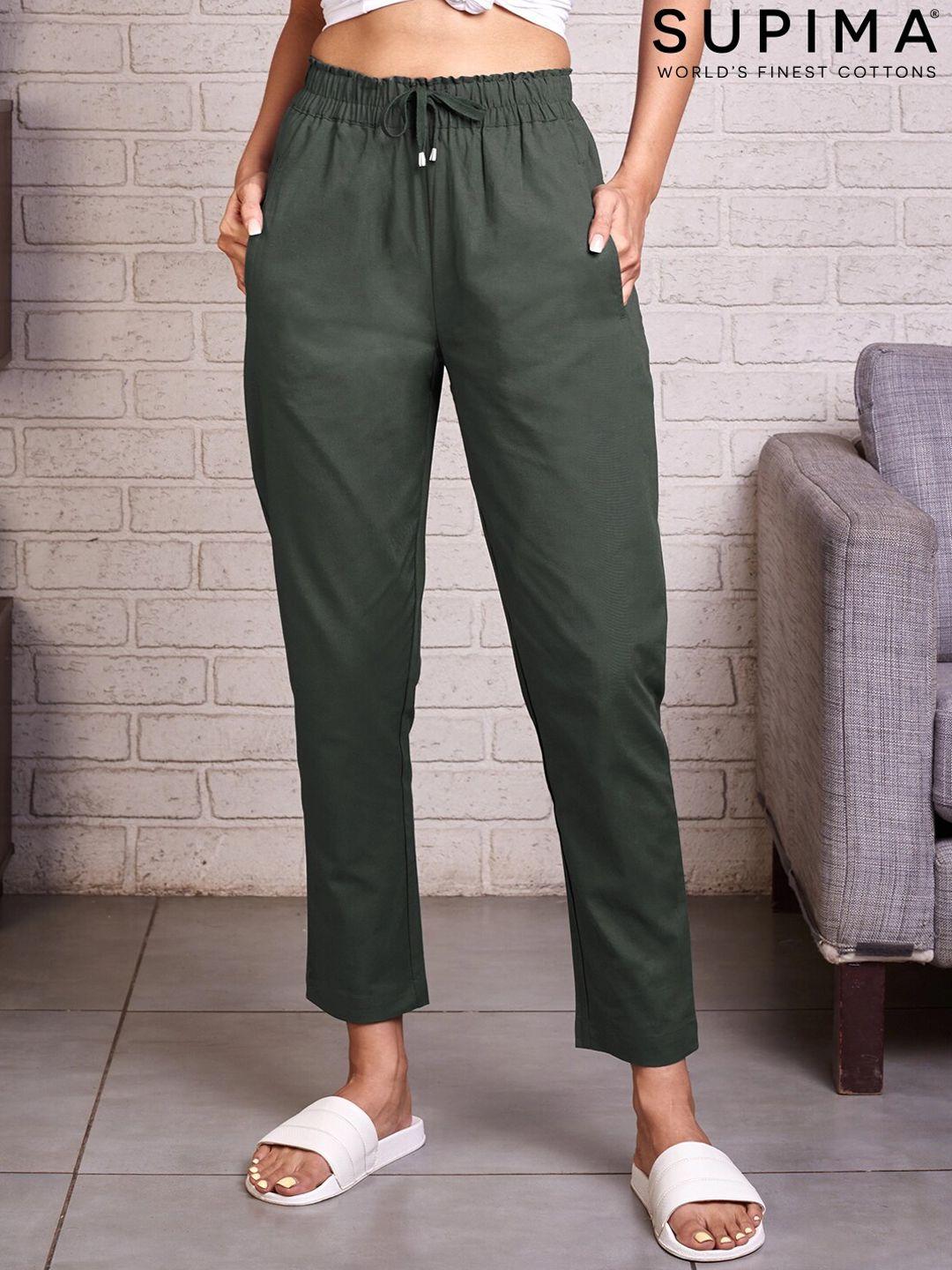 the souled store women olive solid track pants