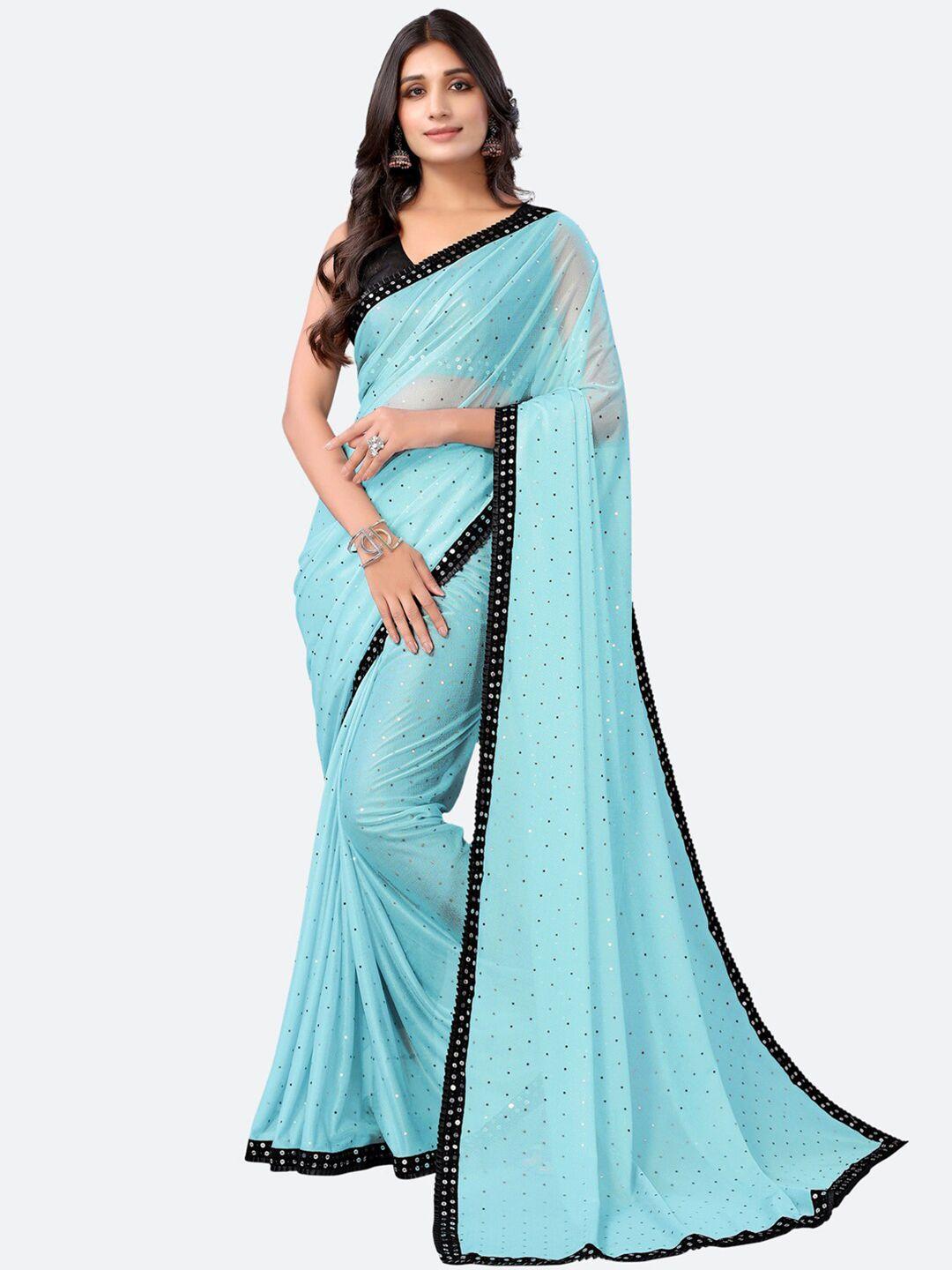 siril women blue & black embellished art silk saree