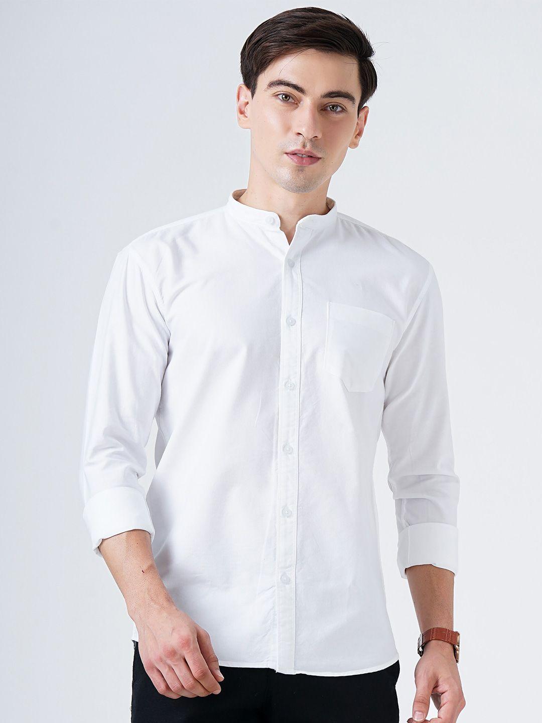 soratia men white slim fit casual shirt