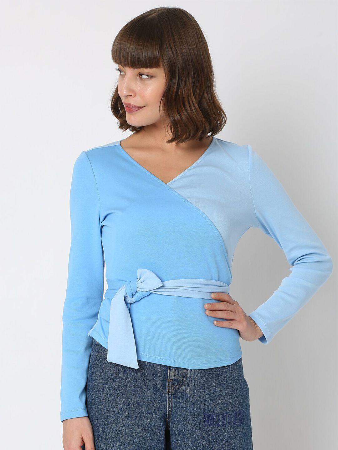 vero moda blue wrap top