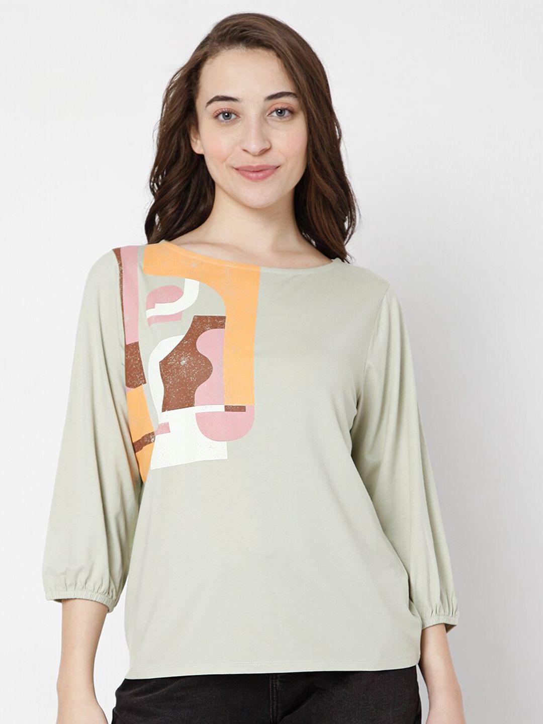 vero moda women green  abstract print top