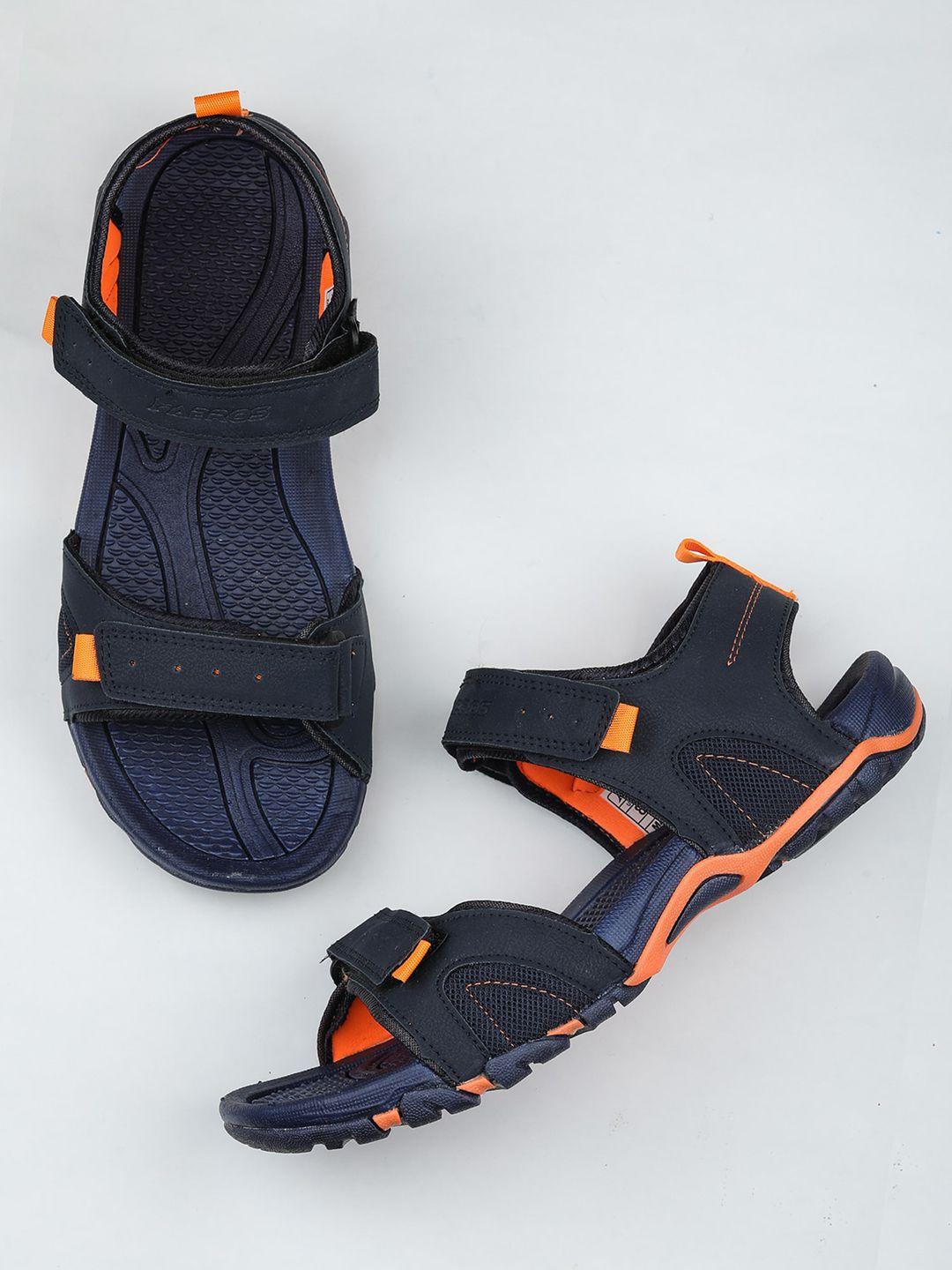 abros men navy blue solid sports sandals