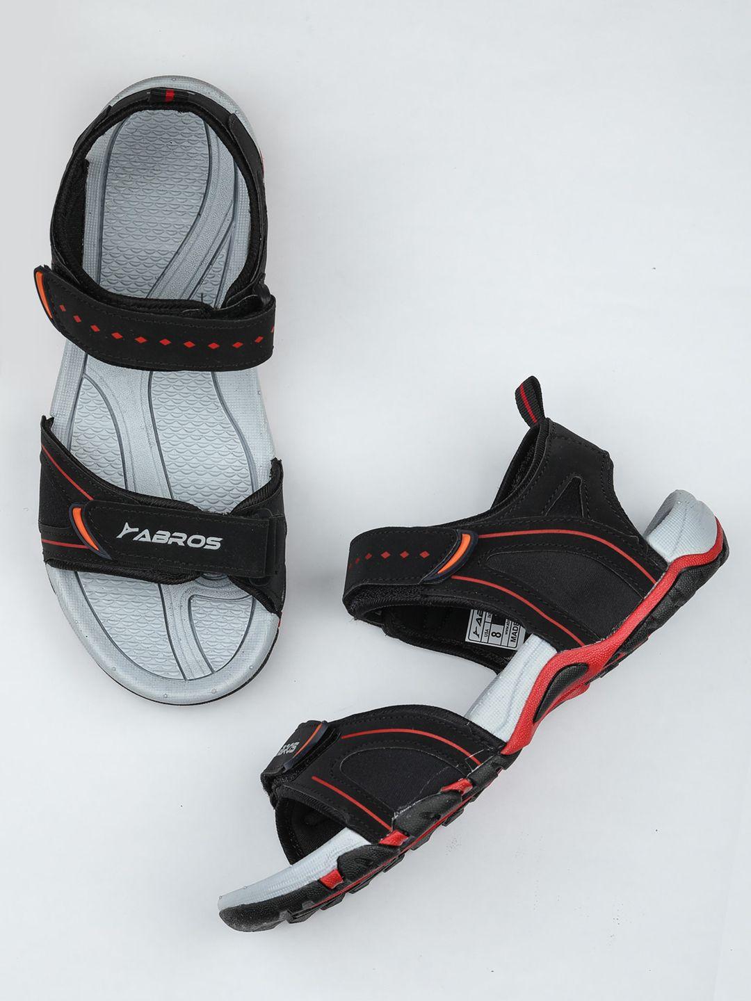 abros men black solid sports sandals