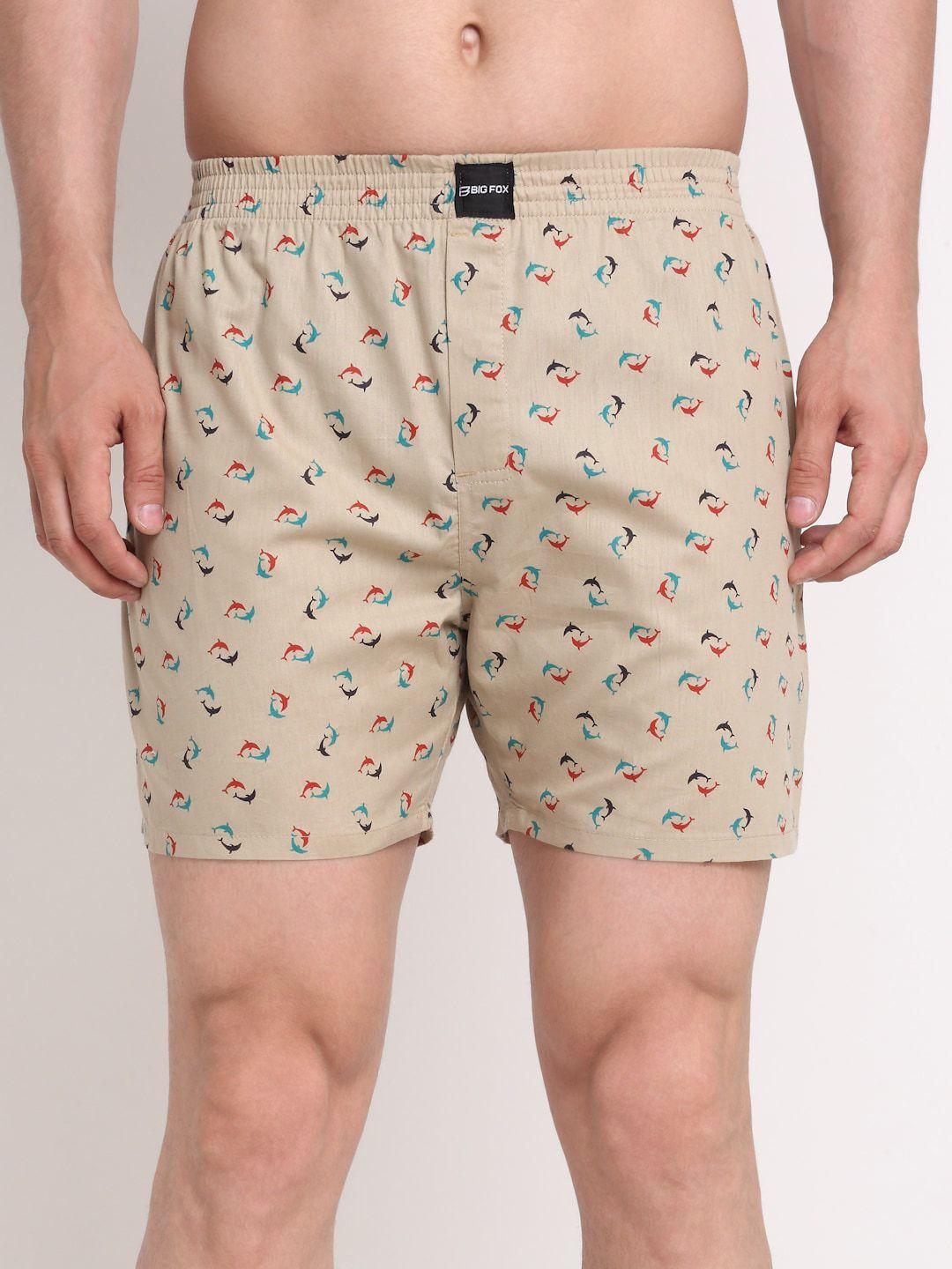 big fox men beige printed boxers