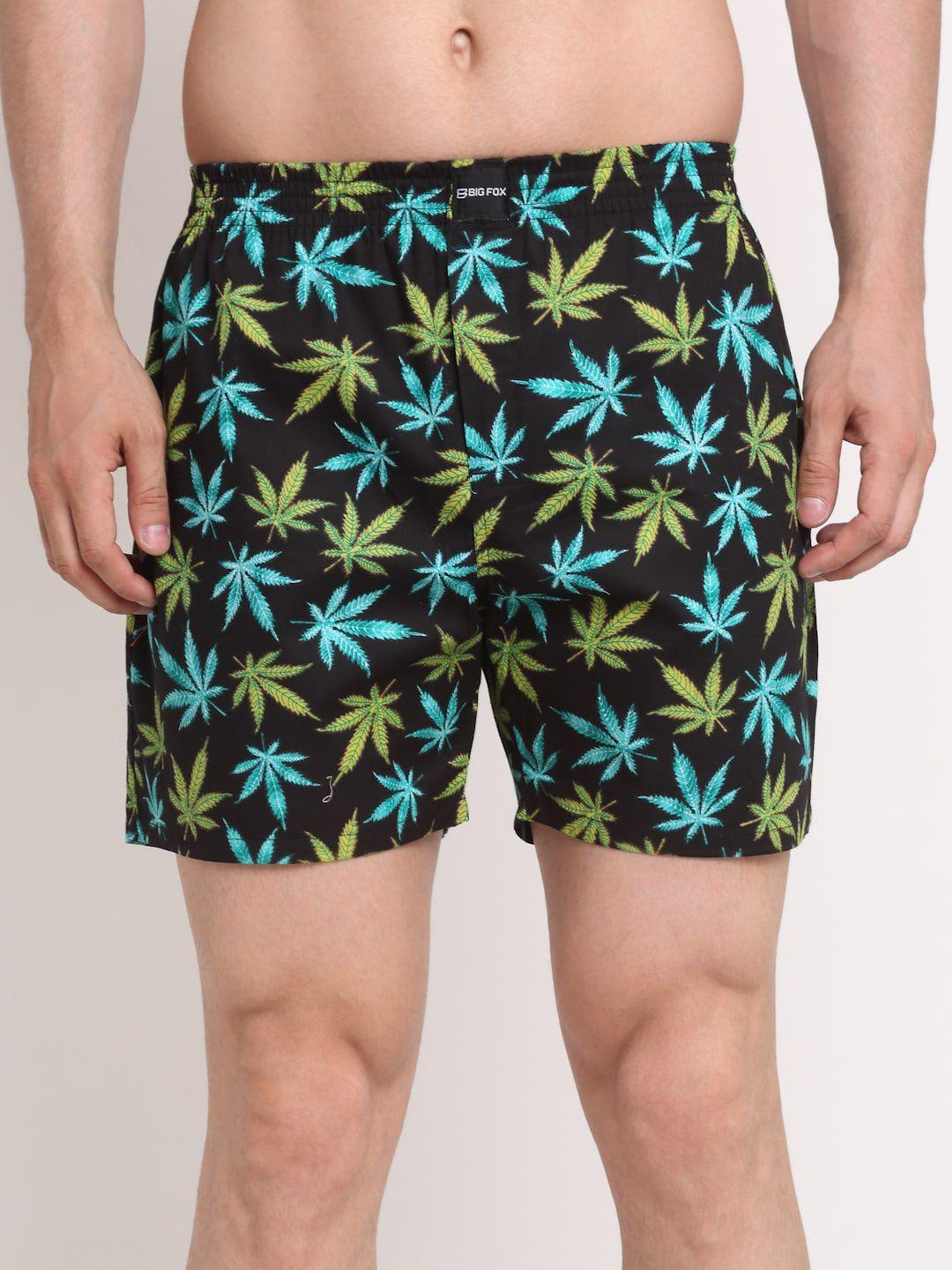 big fox men black & green pure cotton printed boxers