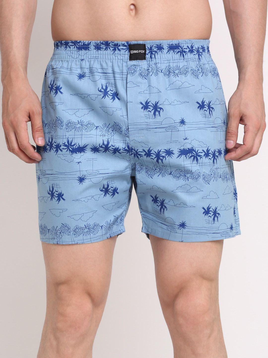 big fox men blue printed pure cotton boxers