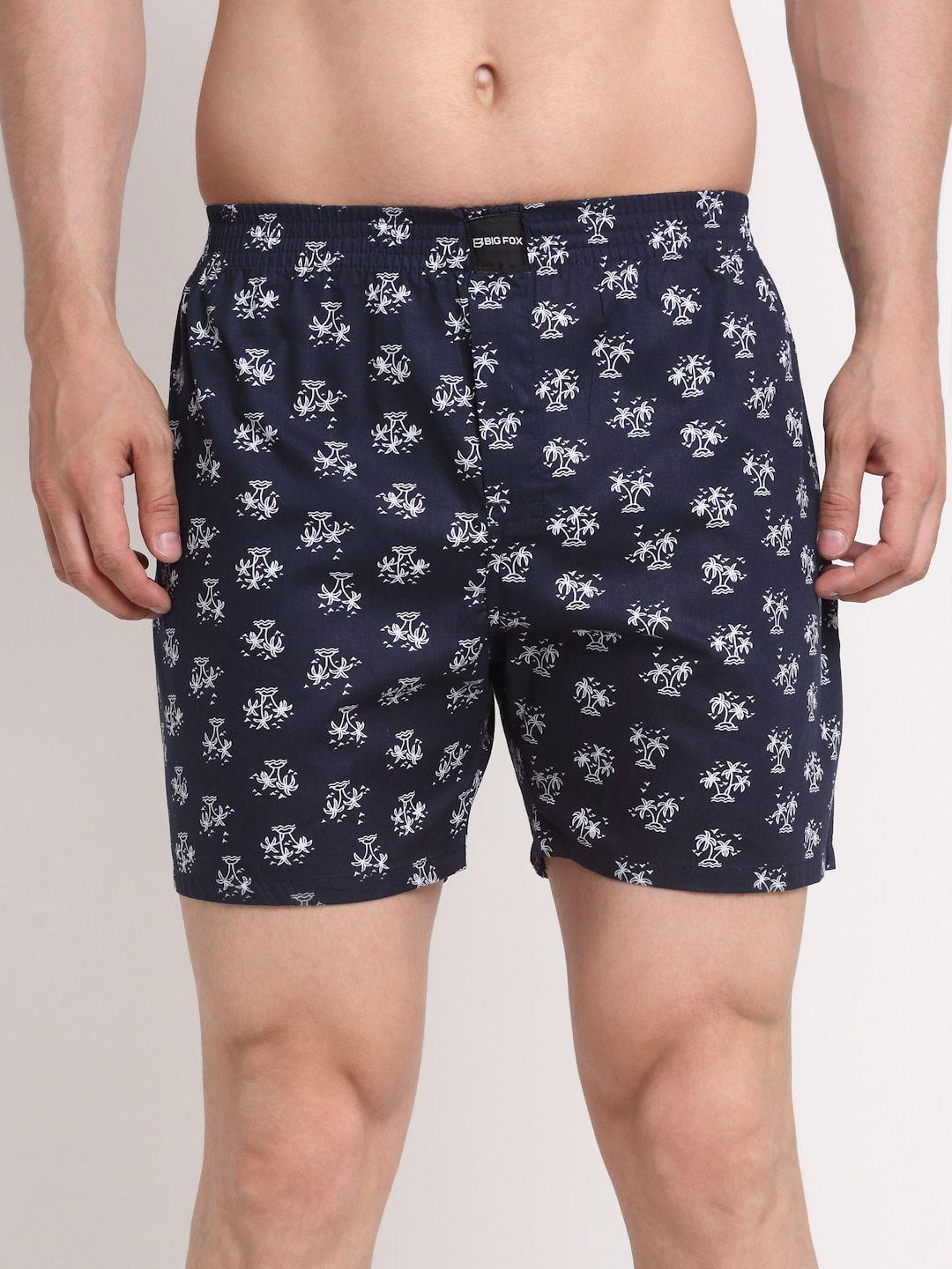 big fox men blue printed pure cotton boxers