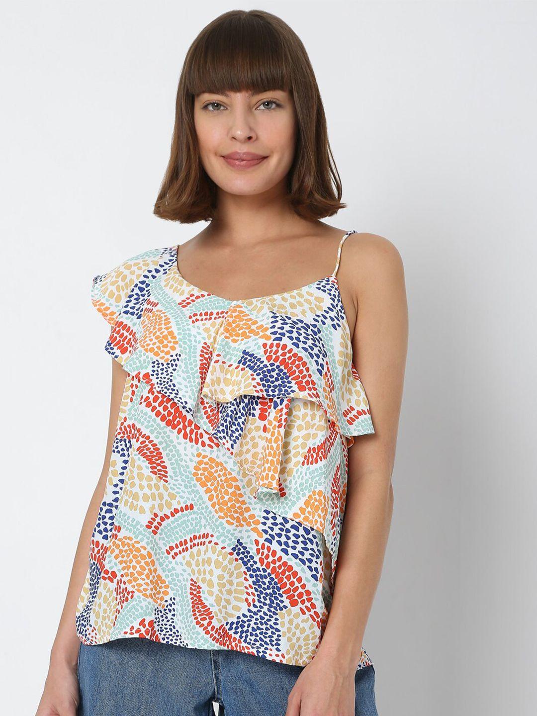 vero moda multicoloured one shoulder floral print top