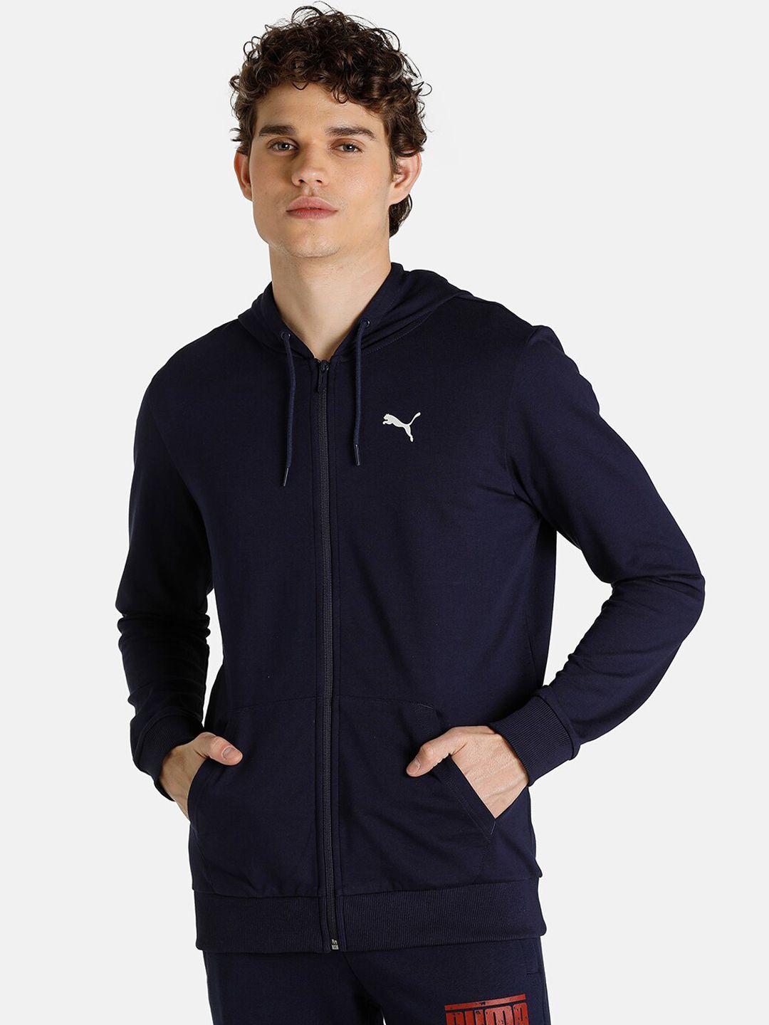 puma men blue back graphic sweat jacket fz