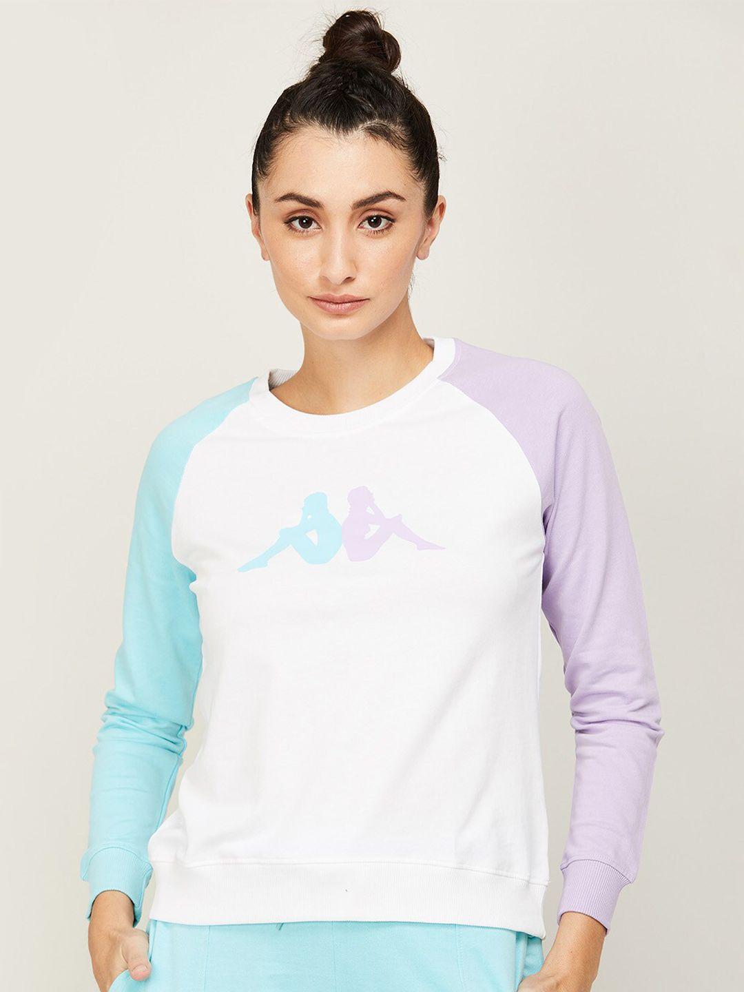 kappa women white printed pure cotton sweatshirt