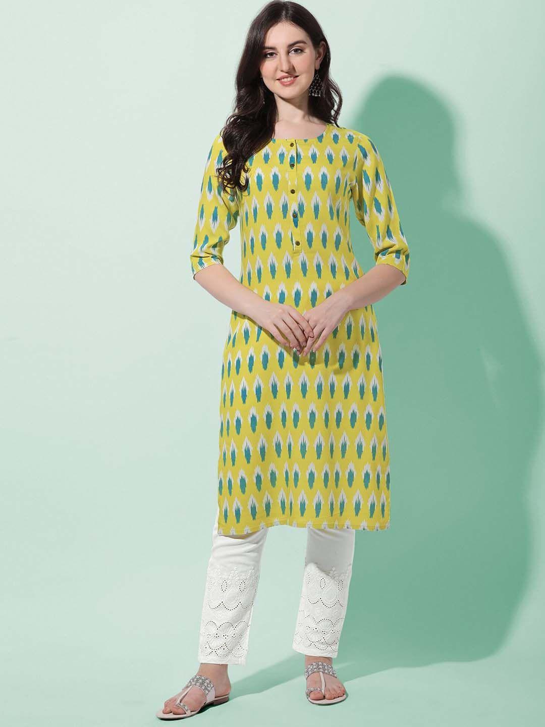 mirchi fashion women plus size lime green printed pleated chikankari kurti with trousers