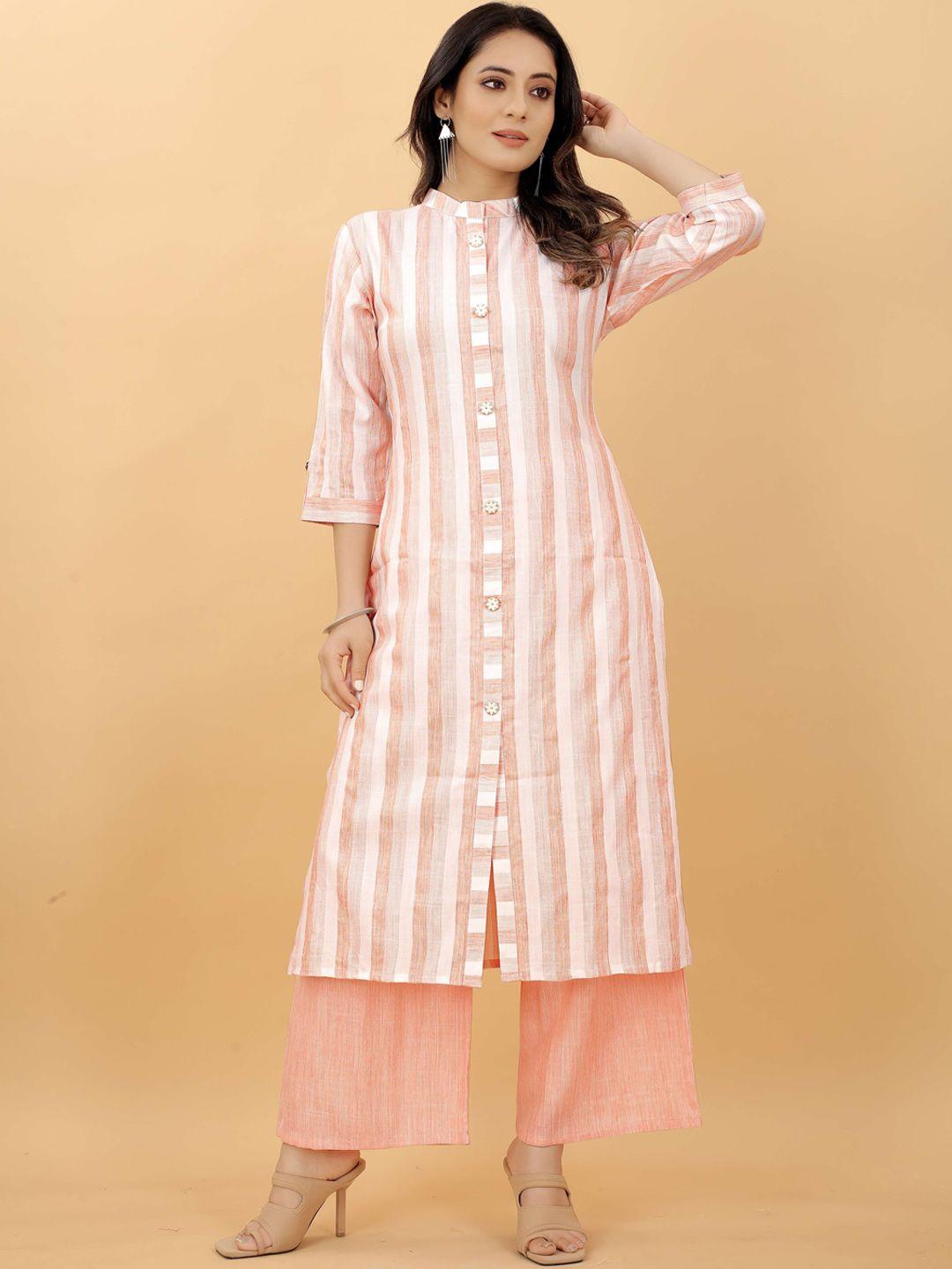 rachna women pink striped kurta with palazzos