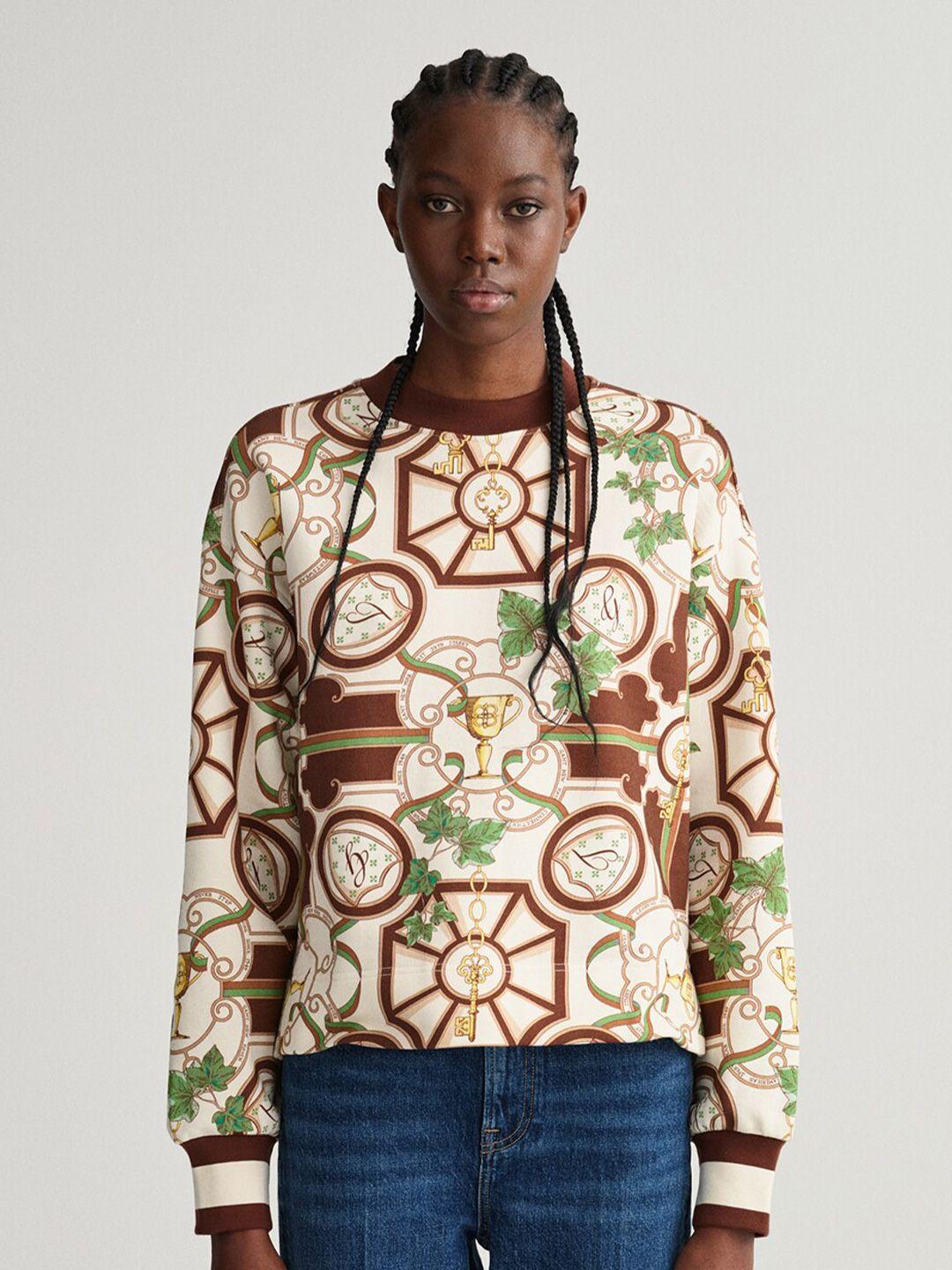 gant women brown printed sweatshirt