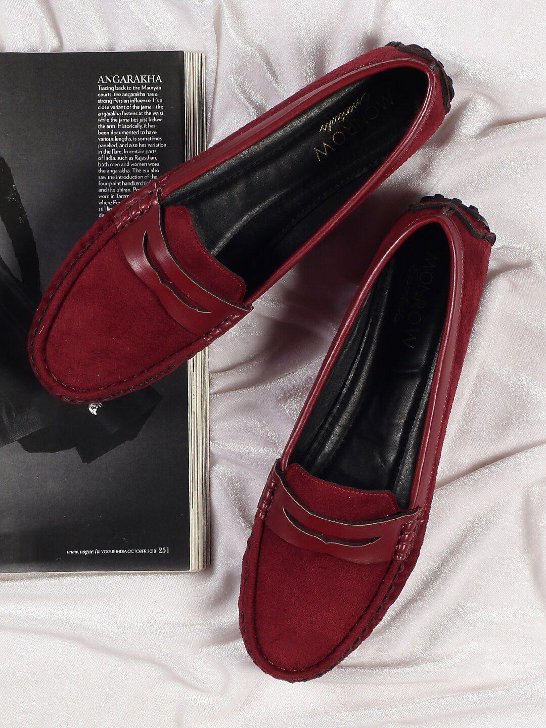 monrow women maroon ballerinas flats