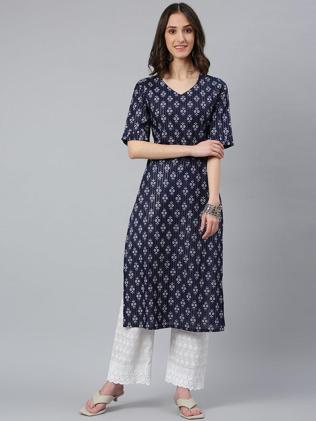 idalia women blue geometric kurta