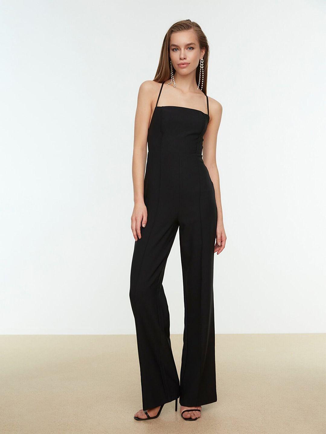 trendyol black basic jumpsuit