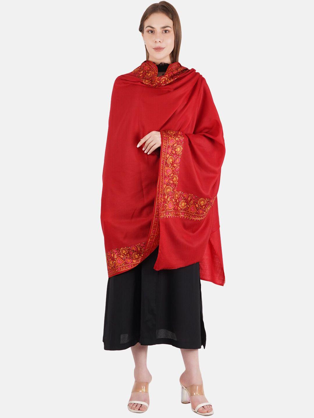 muffly women red embroidered  shawl