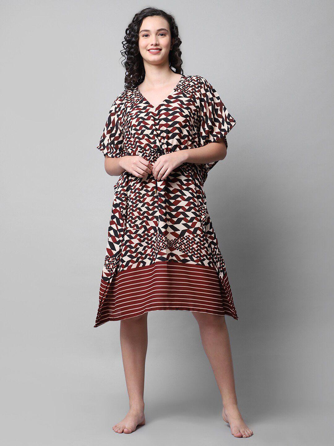 erotissch women brown printed nightdress