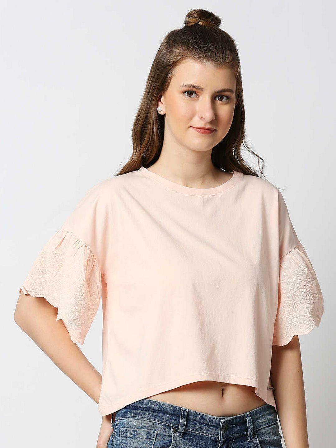 pepe jeans women pink extended sleeves t-shirt