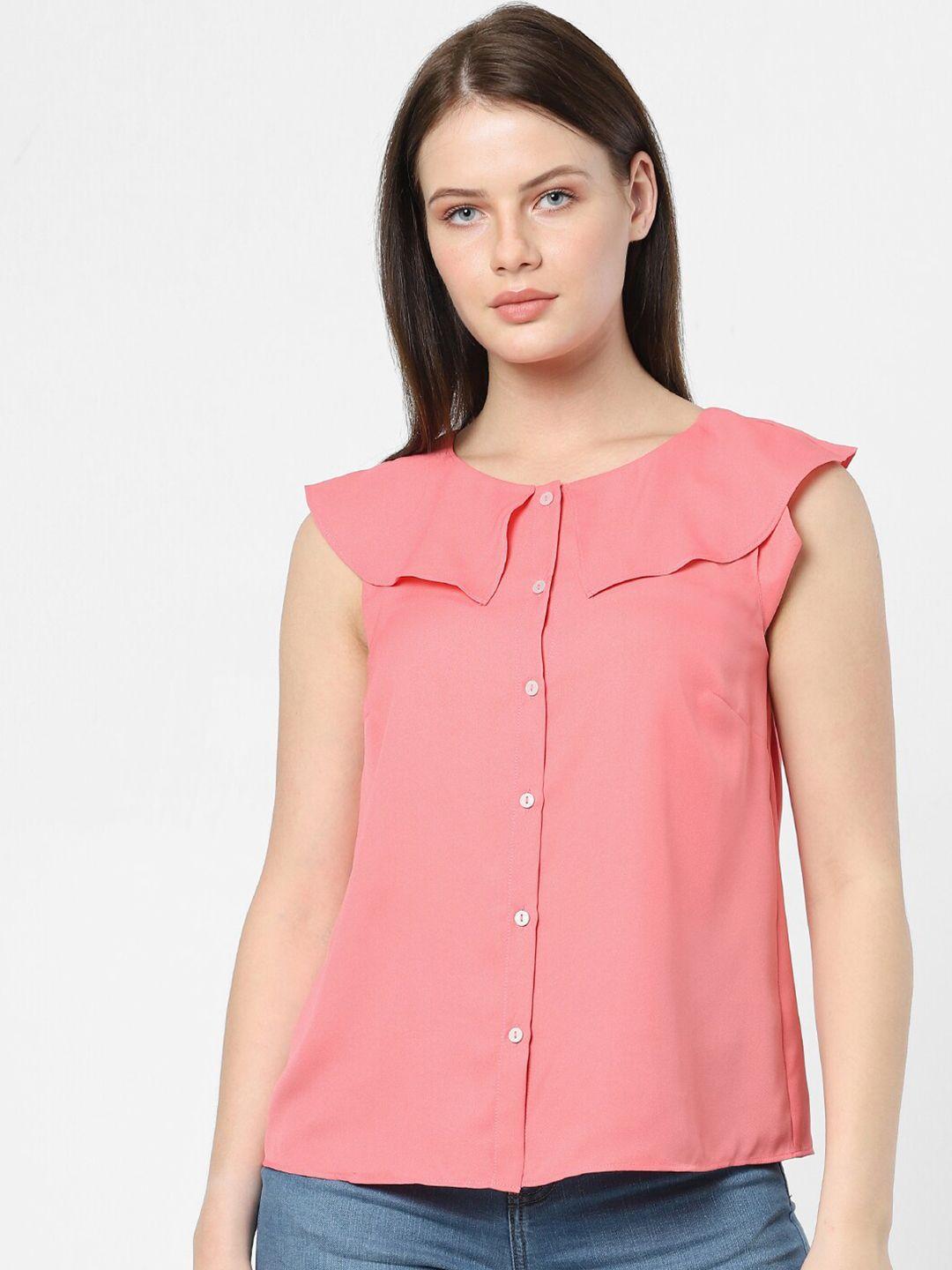 vero moda pink solid shirt style top