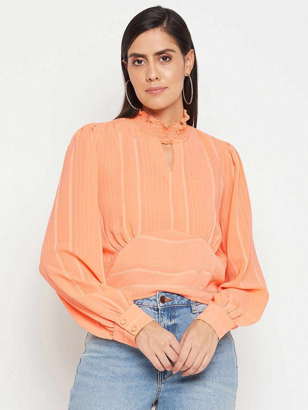 madame women orange striped top