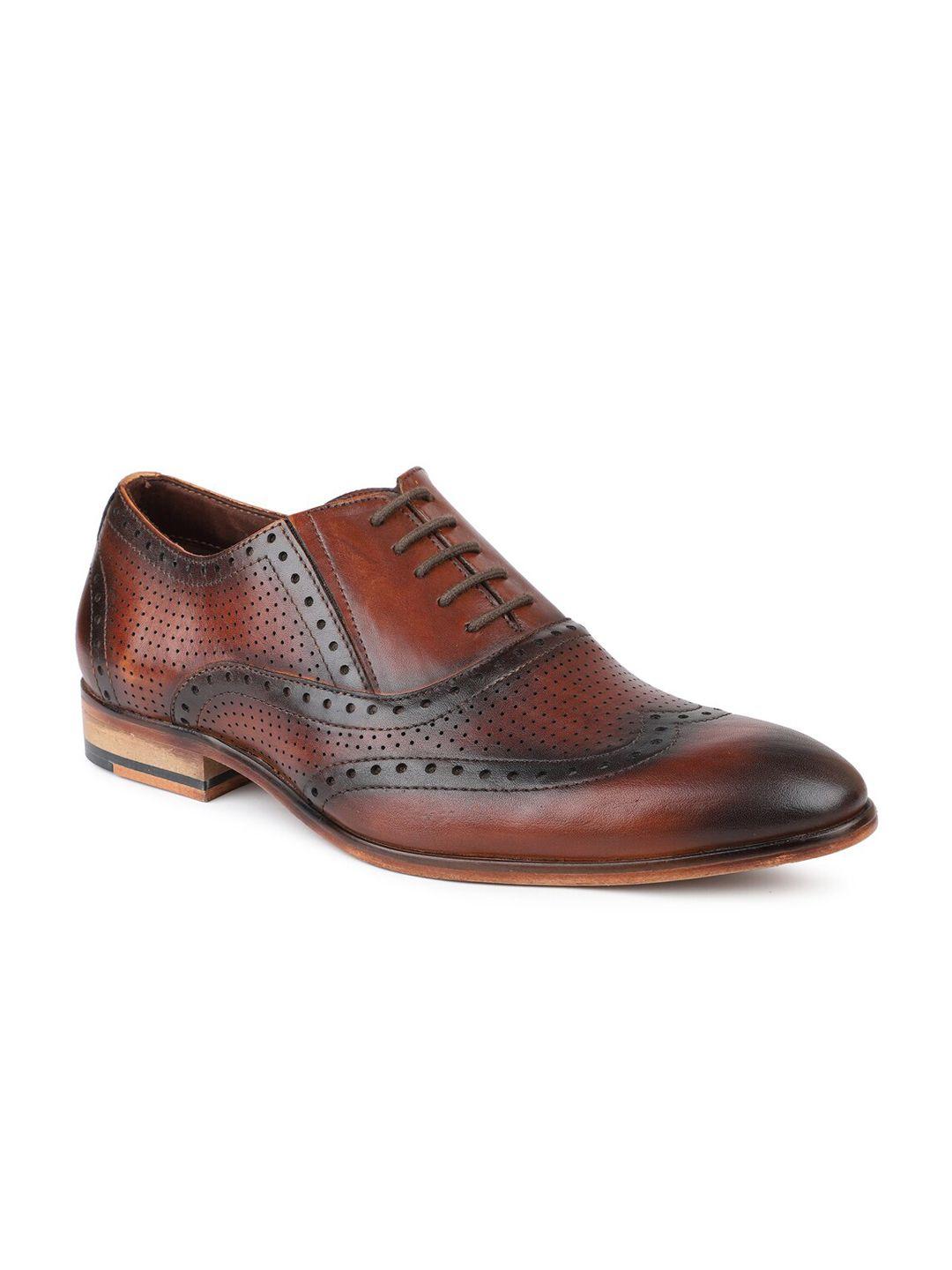 atesber men tan leather lace-up oxford formal shoes