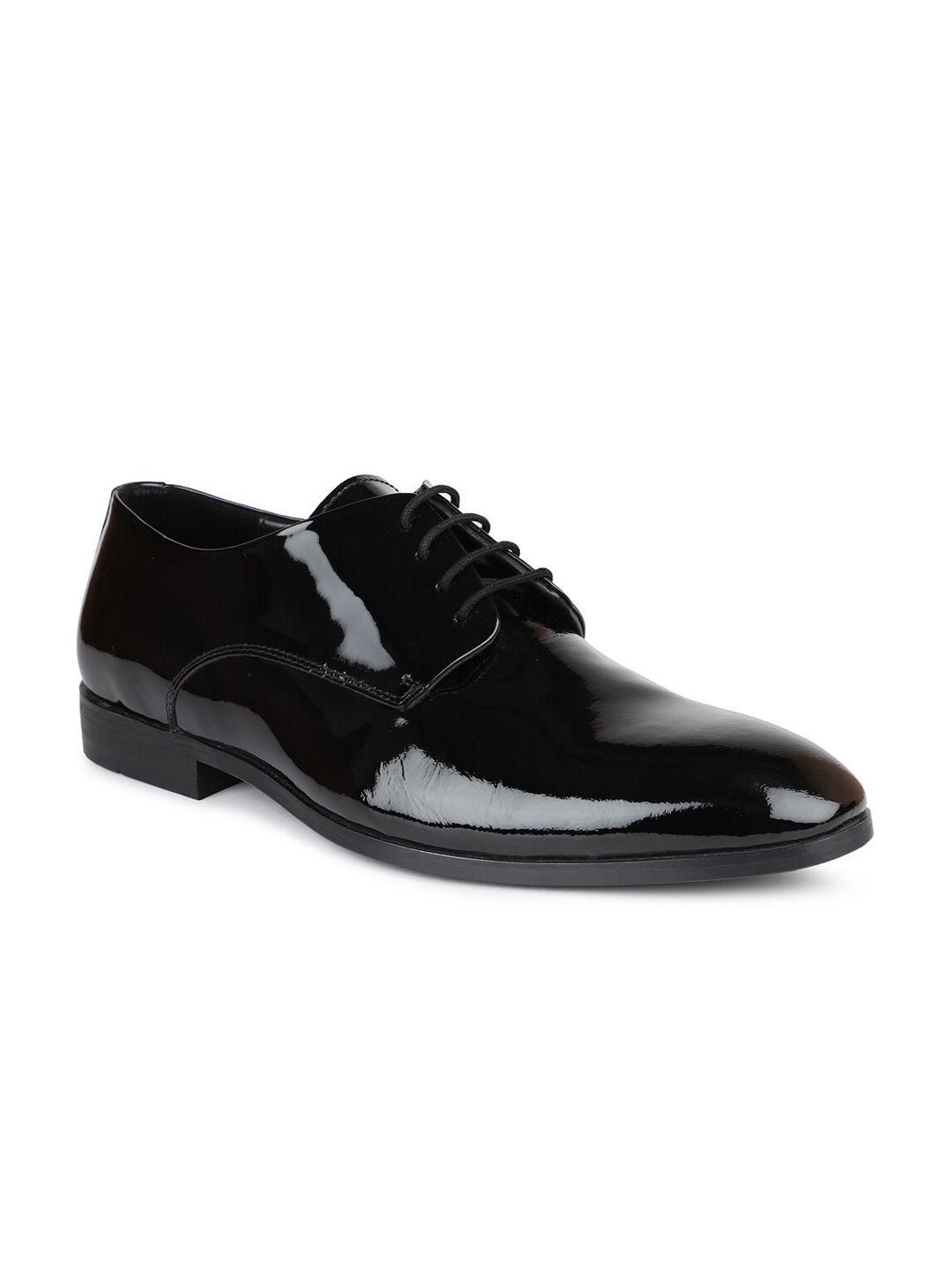 atesber men black textured formal derbys