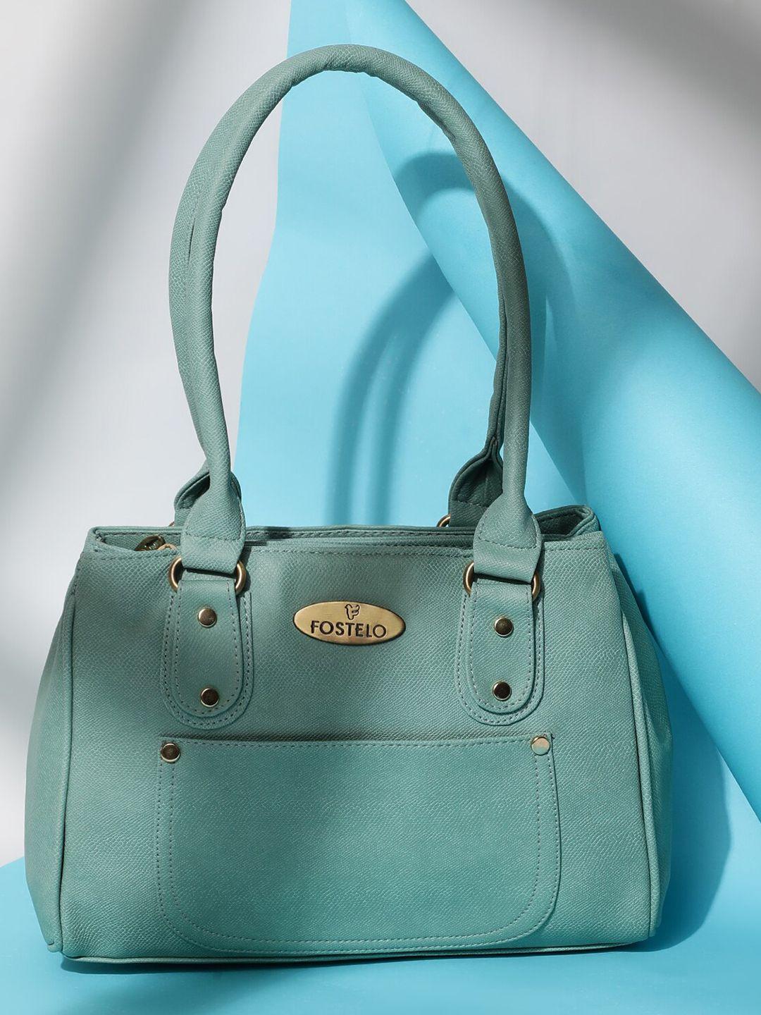 fostelo turquoise blue pu structured shoulder bag