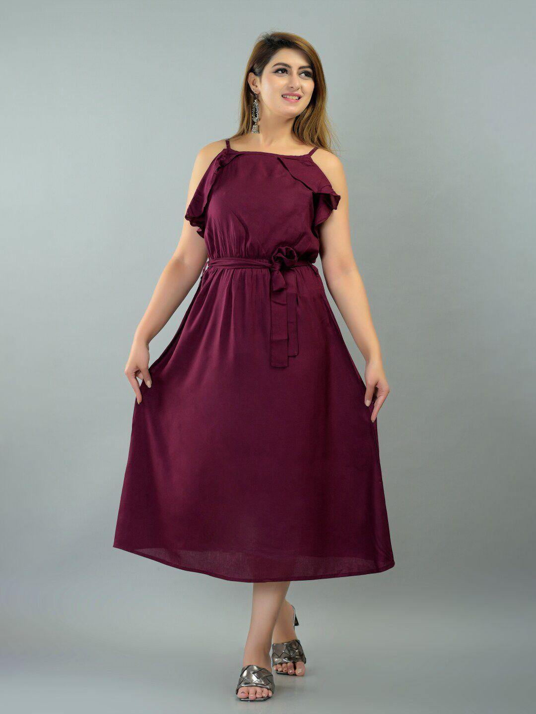 iqraar purple midi dress