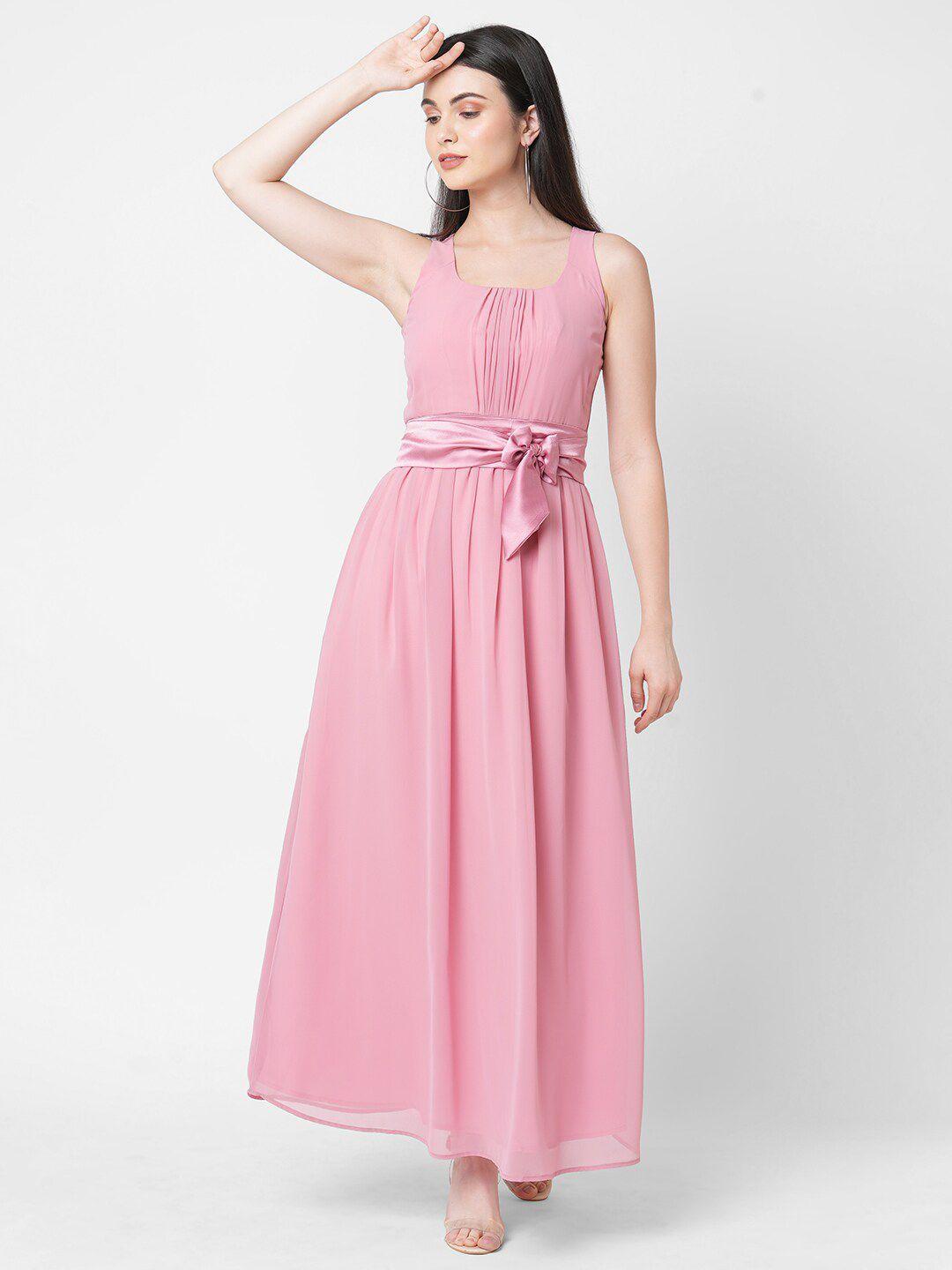 mish women pink georgette maxi dress