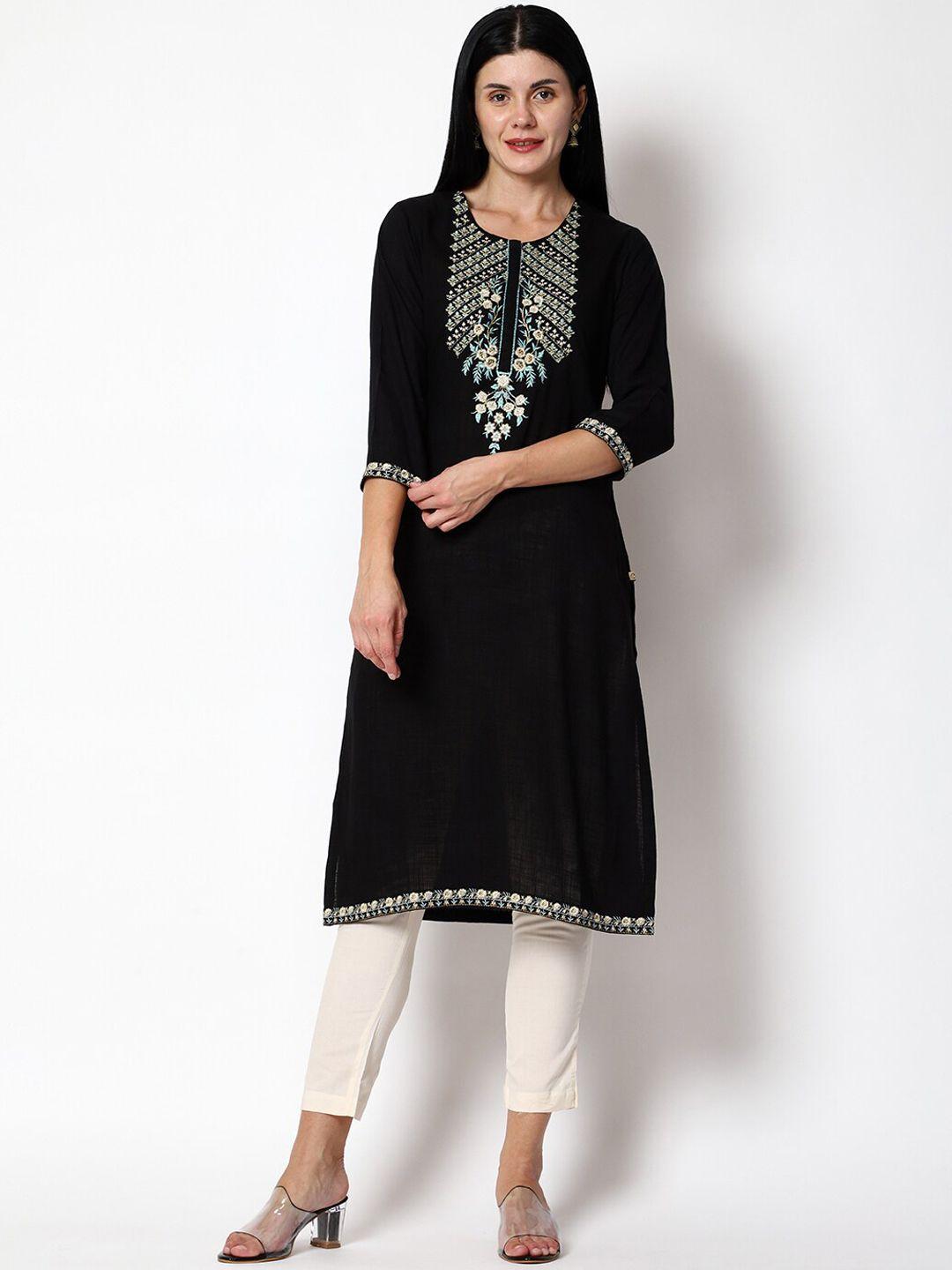 shereen women black yoke design kurta with trousers