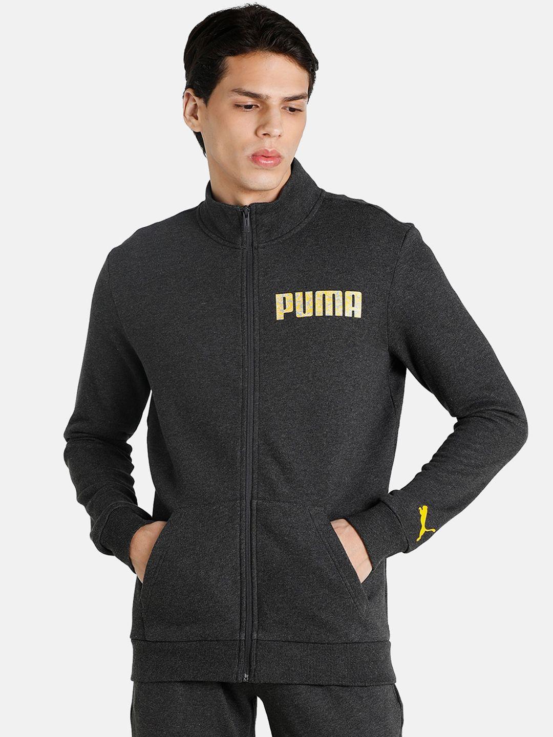 puma men grey solid brand logo sweatshirt