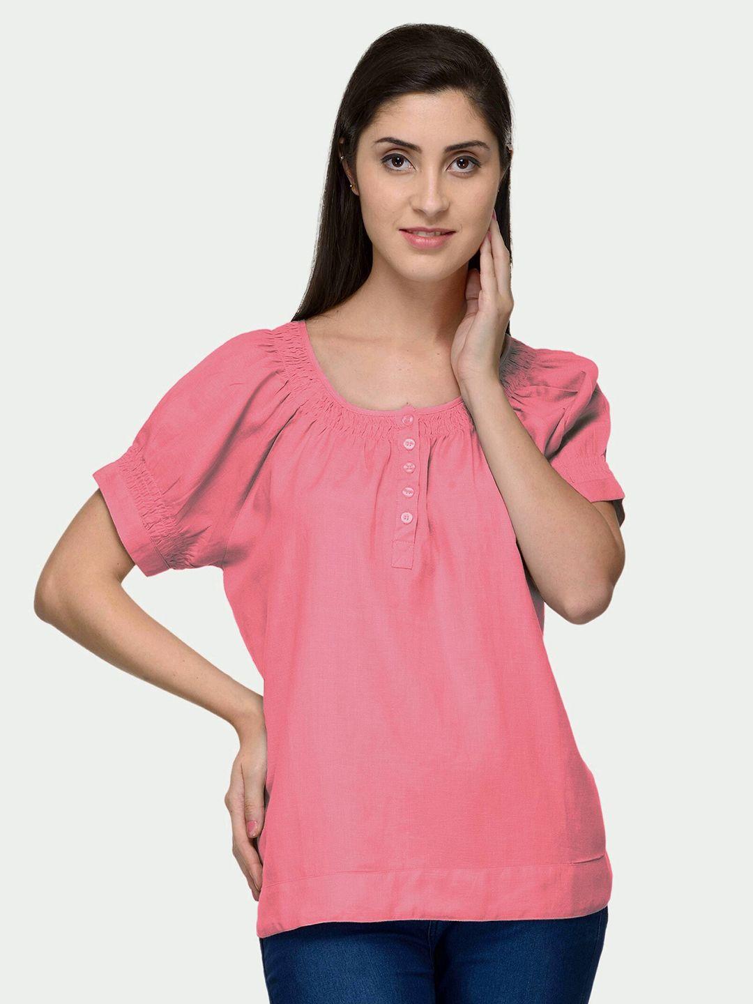 patrorna women pink & white top