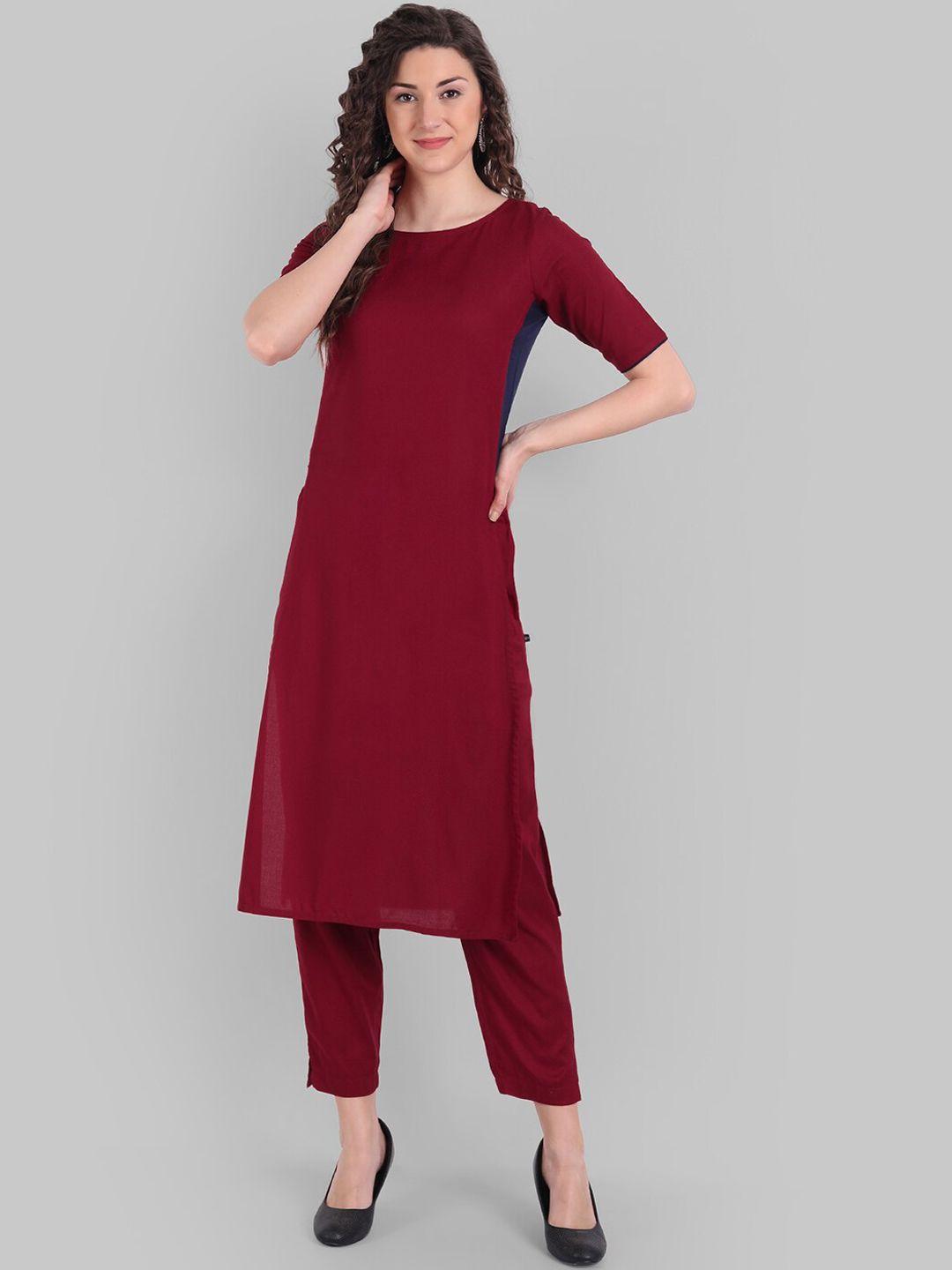 githaan women maroon kurta with trousers