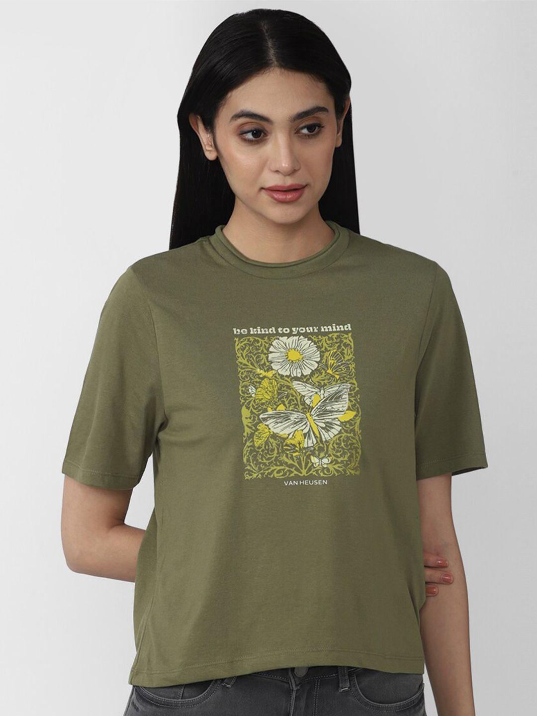 van heusen woman green graphic printed top