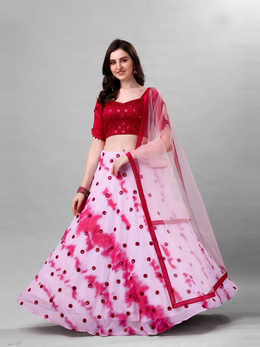 ethnic yard embroidered semi-stitched lehenga & unstitched blouse with dupatta