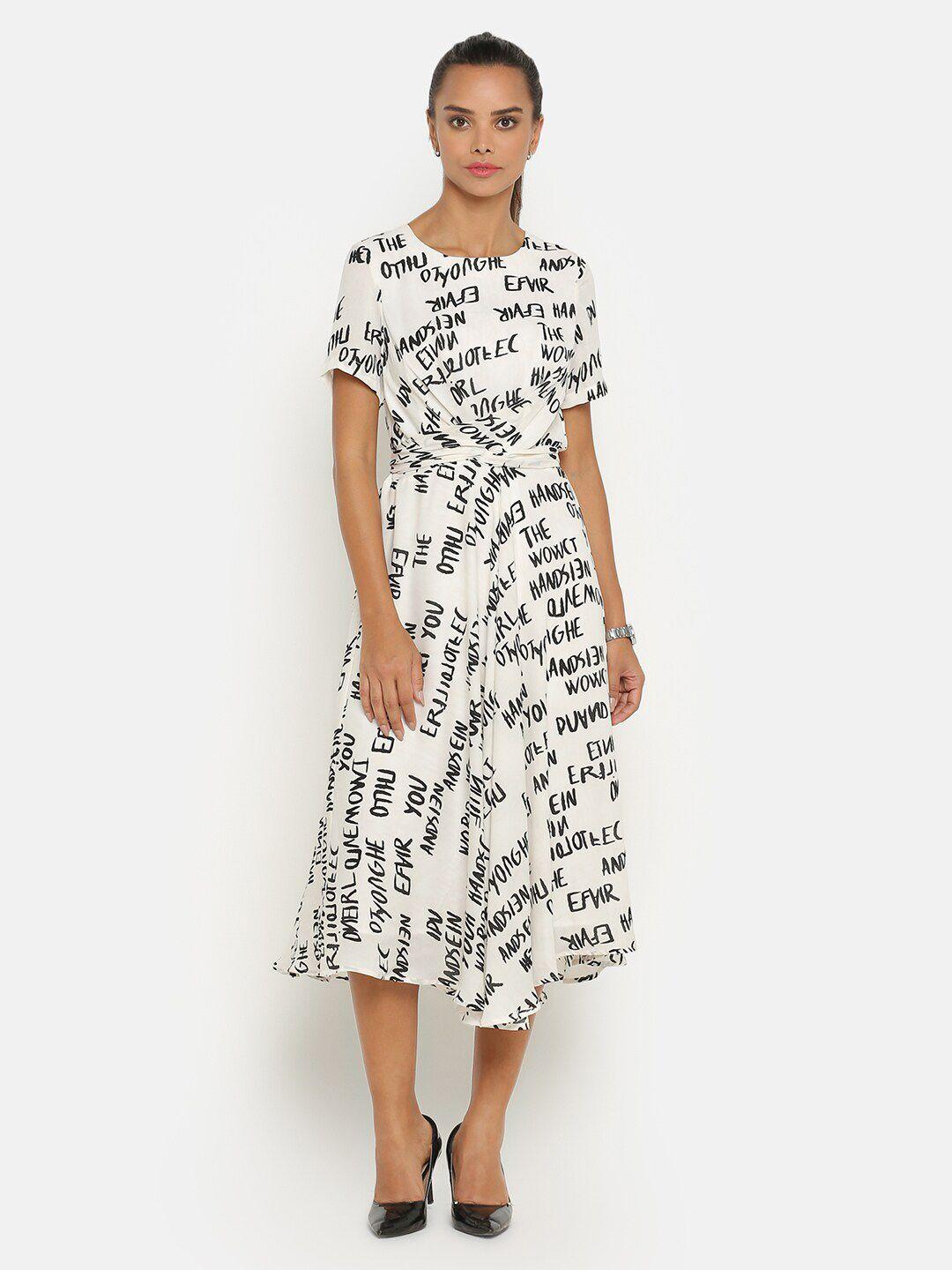 office & you women printed crepe a-line midi dress