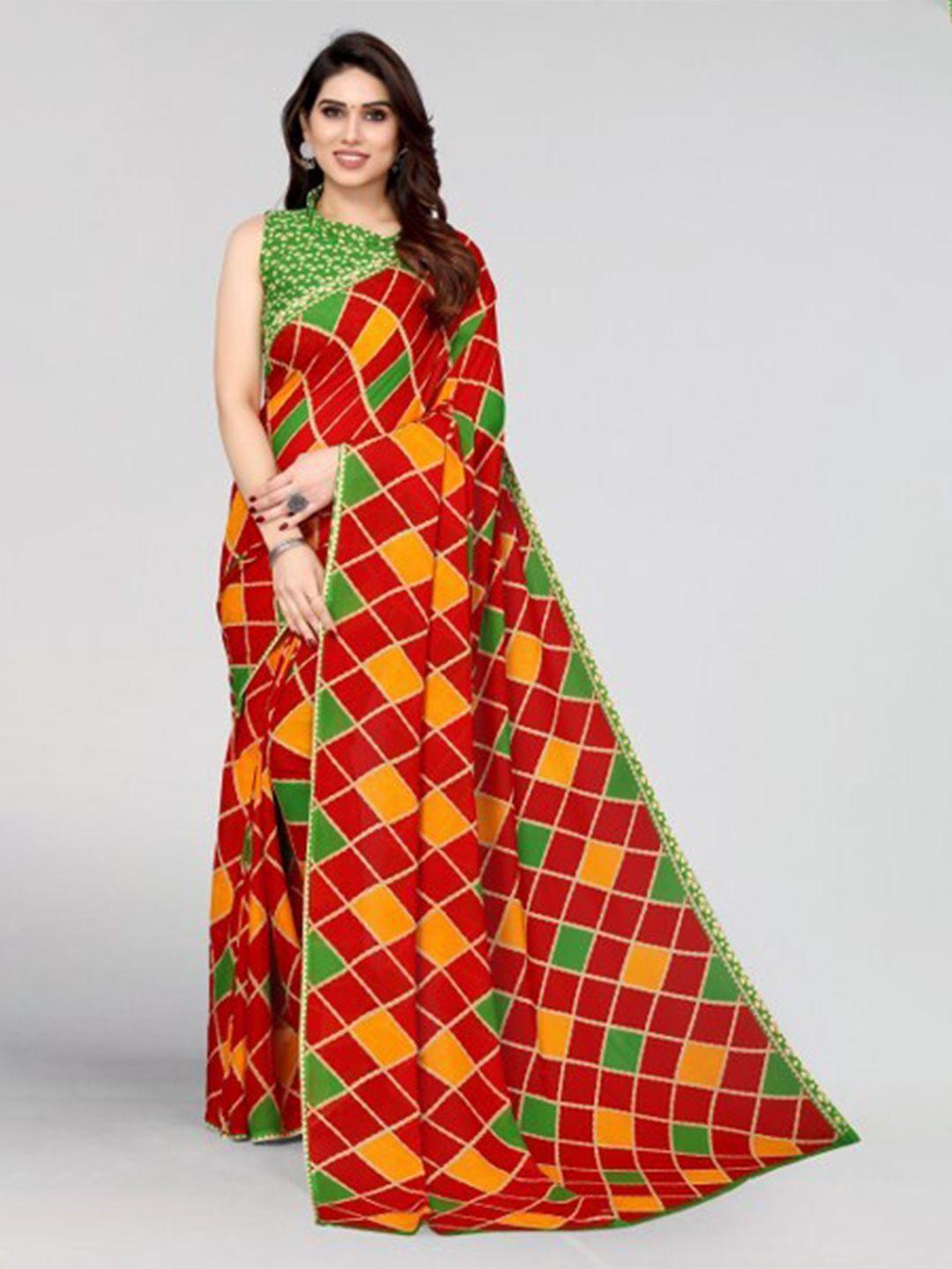 yashika red & green saree