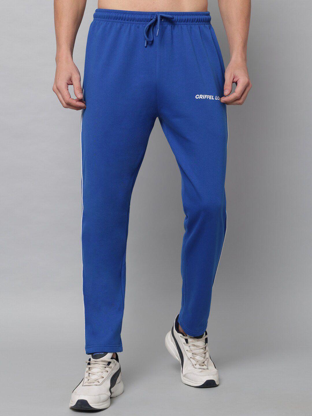 griffel men blue solid cotton track pants