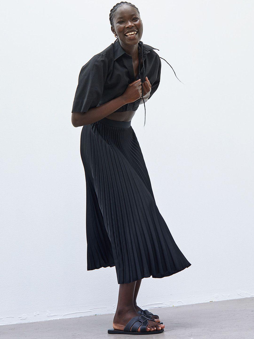 h&m women pleated skirt