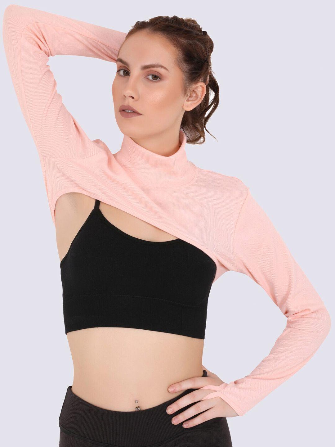 everdion women peach-coloured crop top