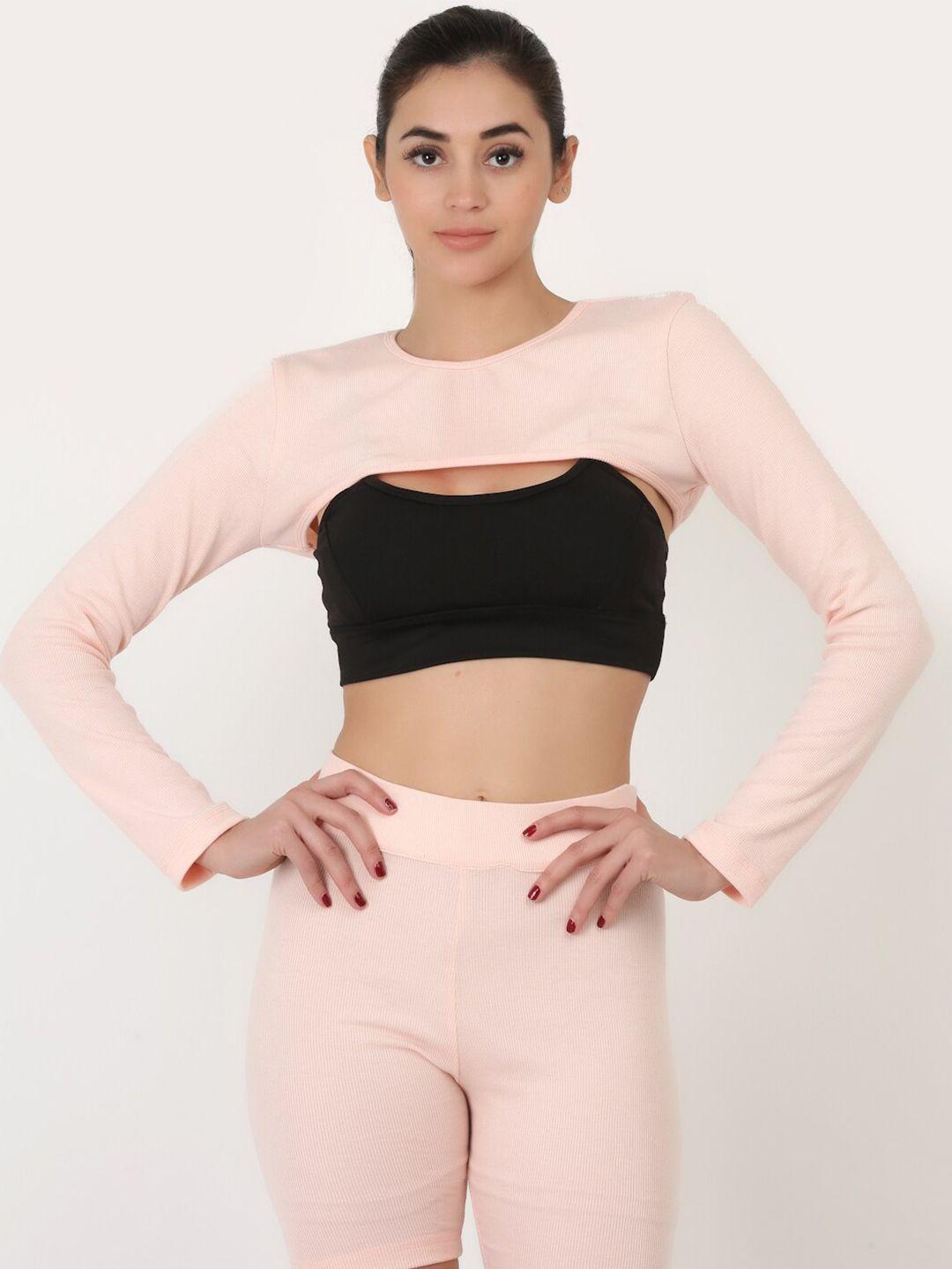 everdion women peach-coloured crop top