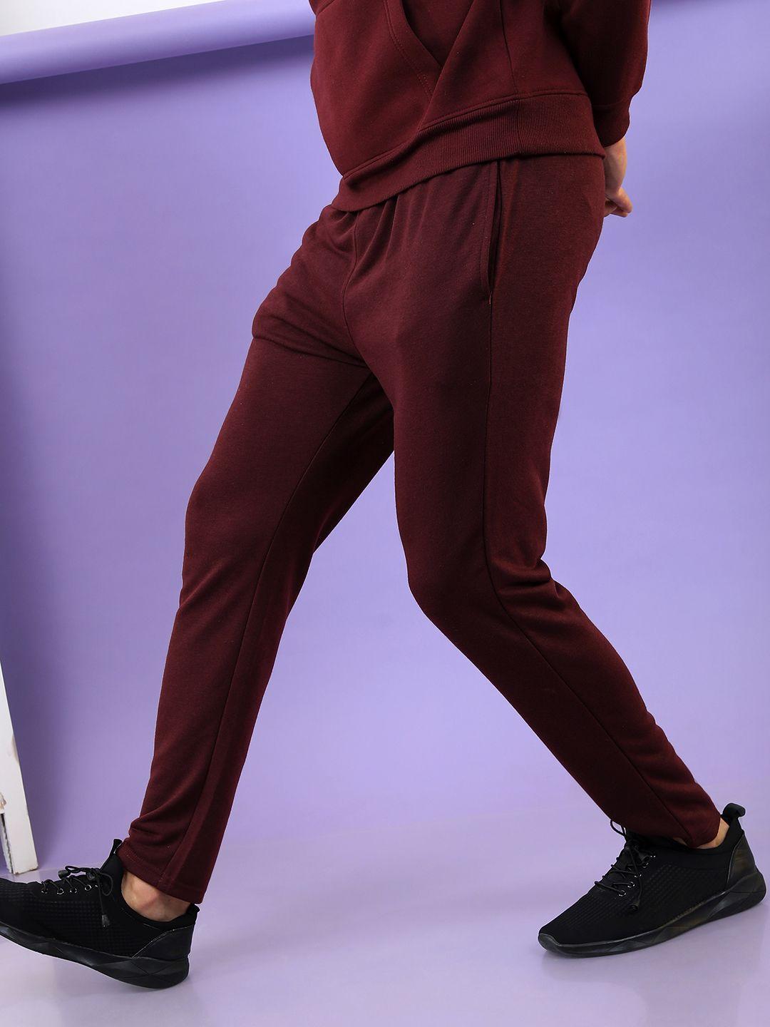 highlander men burgundy solid track pant