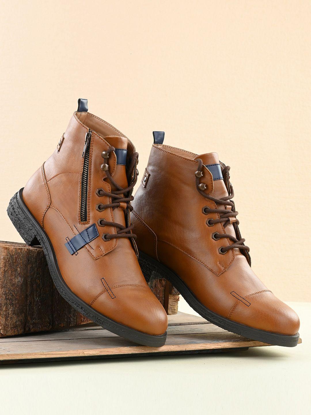 el paso men tan-brown solid casual mid-top boots