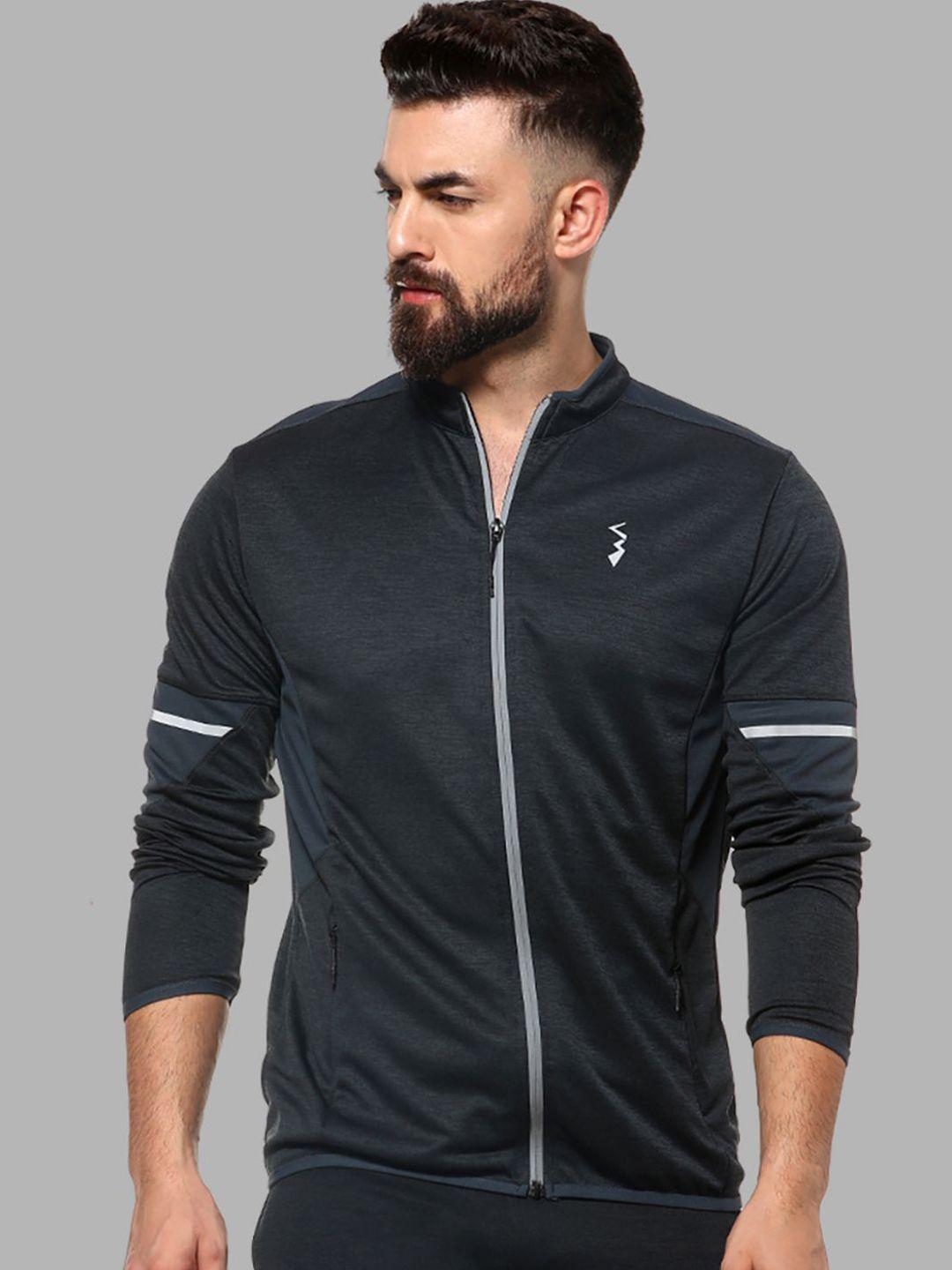 campus sutra men grey windcheater outdoor sporty jacket