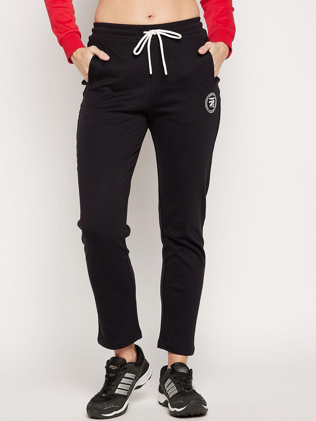 edrio women black  solid track pants