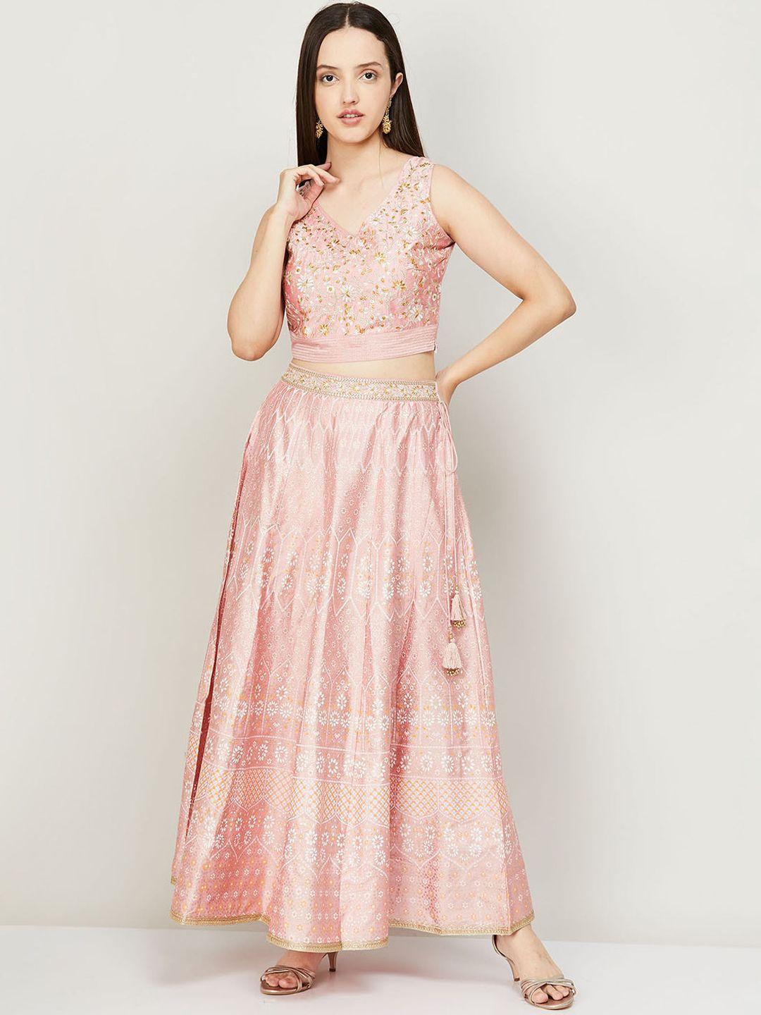 melange by lifestyle pink embroidered ready to wear lehenga & blouse with dupatta