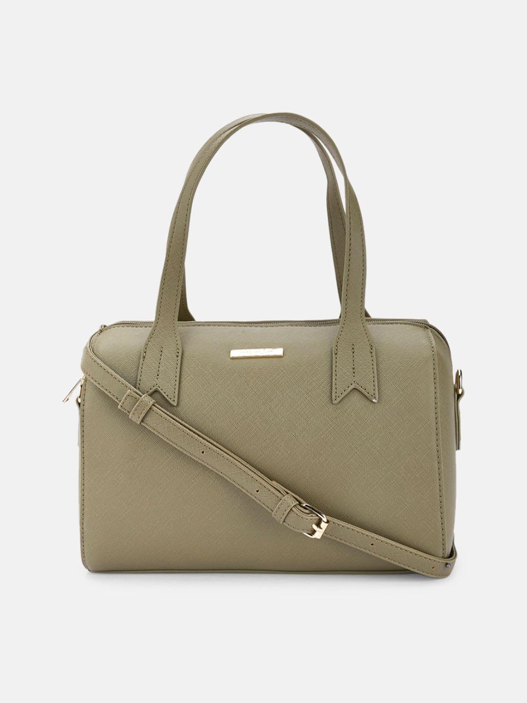 forever glam by pantaloons khaki pu structured handheld bag