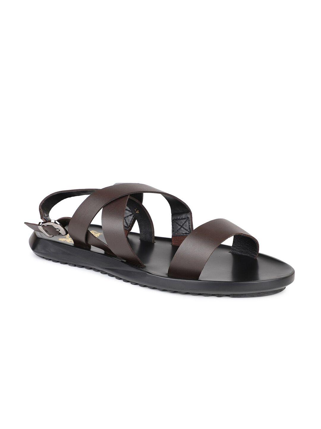 atesber men brown leather comfort sandals