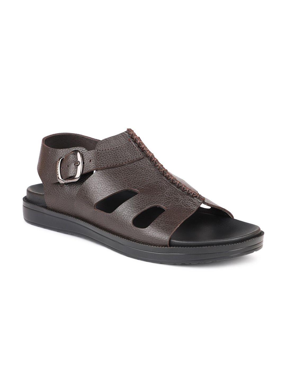 atesber men brown leather comfort sandals